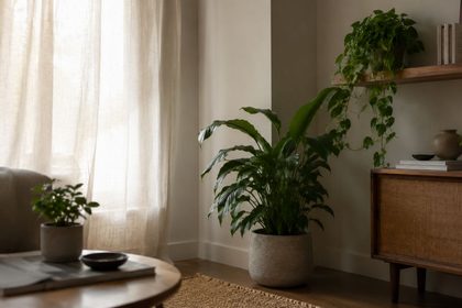 7 plantas resistentes para tener en casa si vives en un piso con poca luz 9 Rincon minimalista con plantas y luz natural