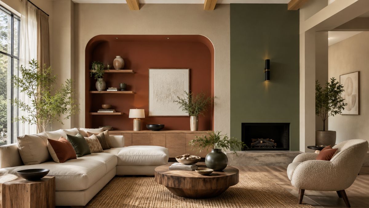 Salon acogedor en tonos tierra