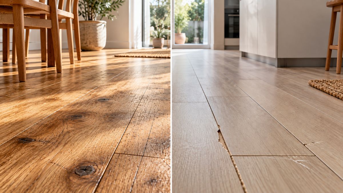 Comparativa de suelos de madera en casa moderna
